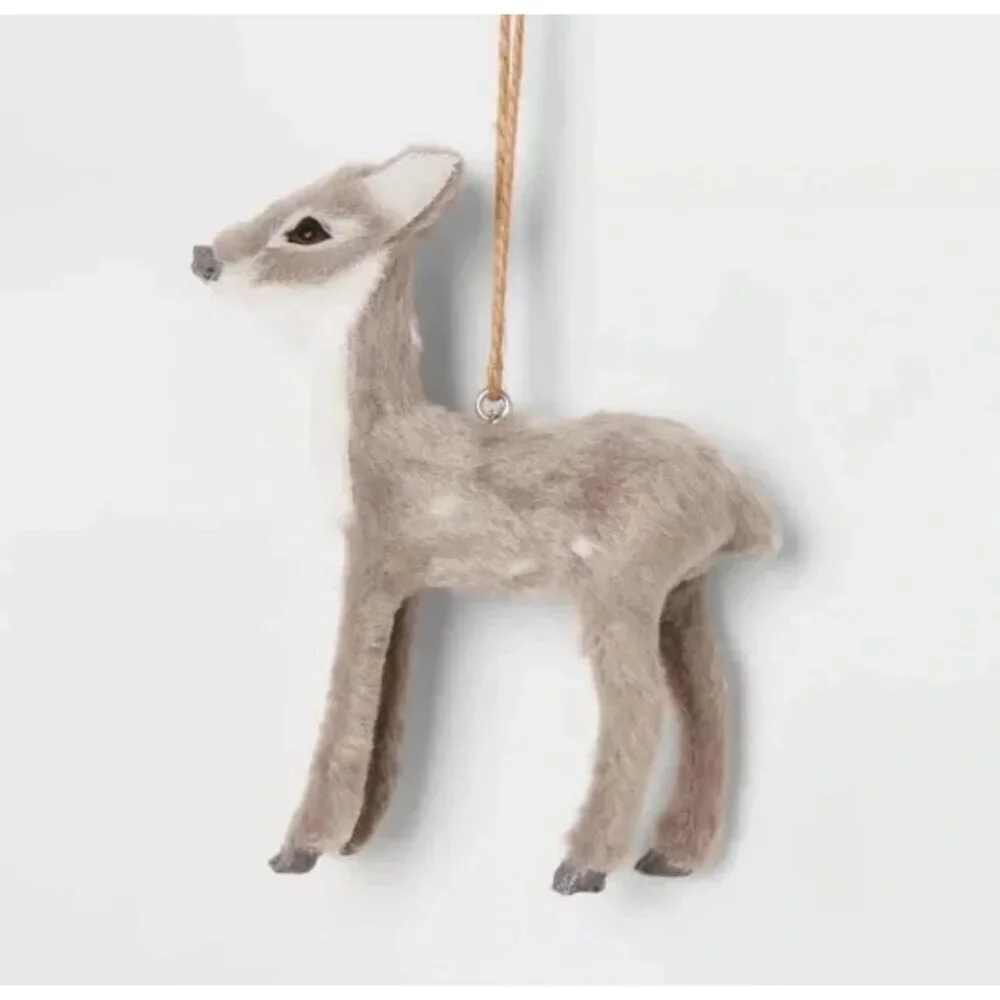 Target Faux Fur Grey Deer Christmas Tree Ornament Gray with Spots Wondershop™